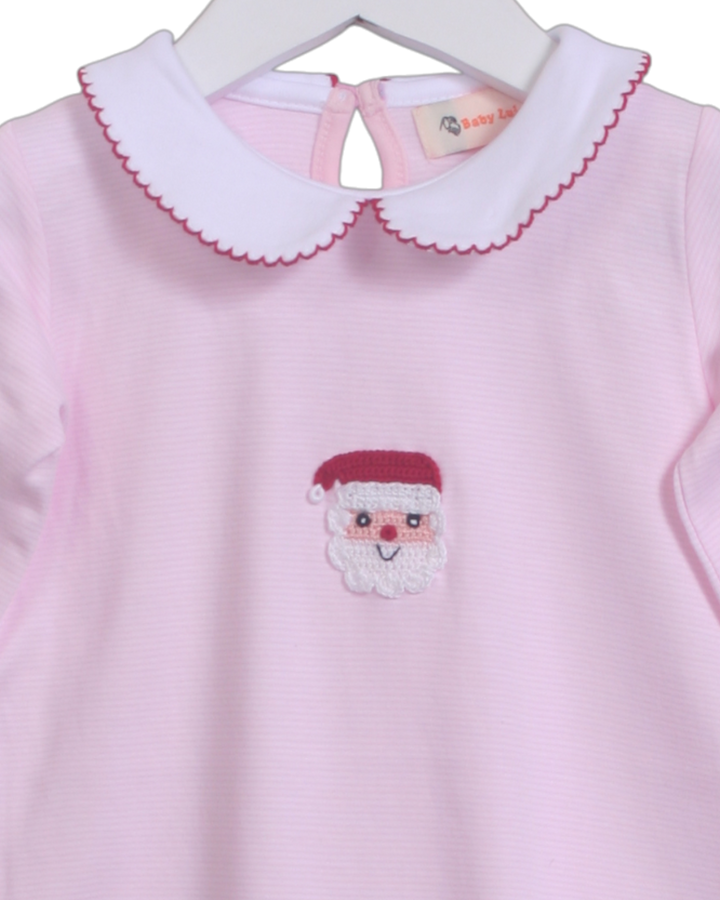 Santa Crocheted Pink Striped Girls Romper