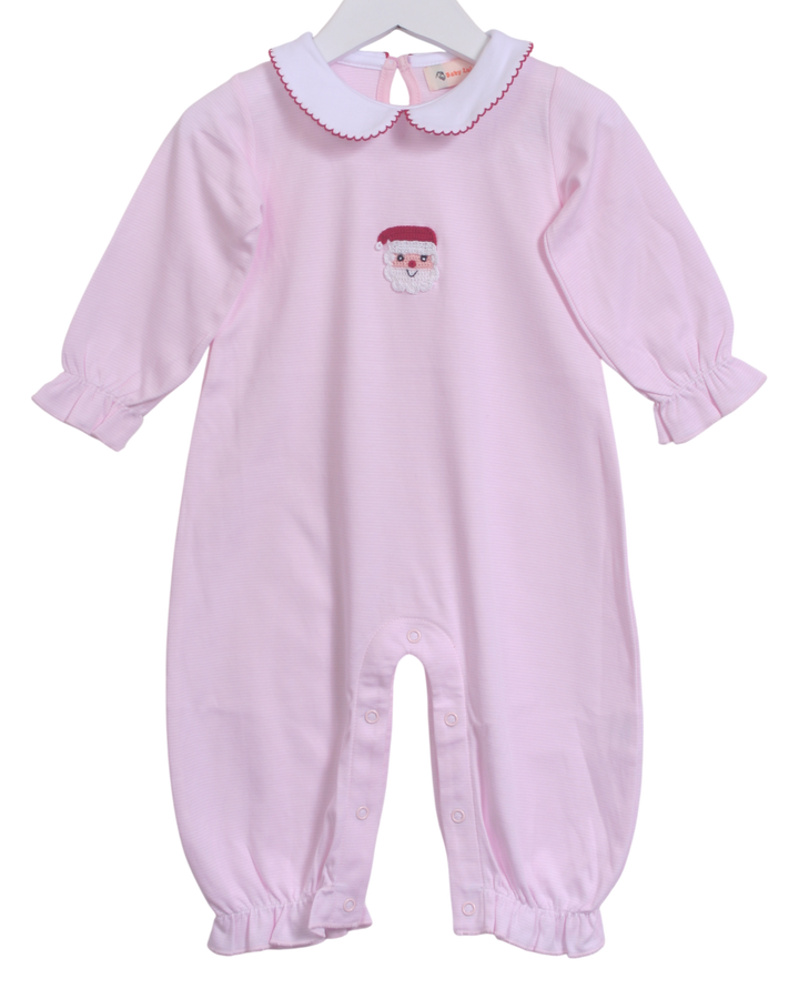 Santa Crocheted Pink Striped Girls Romper