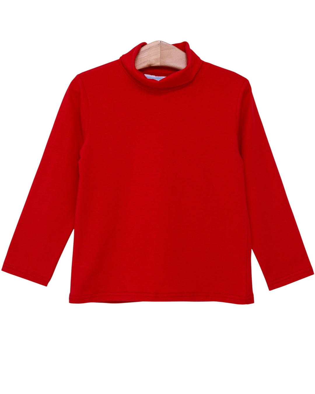 Red turtleneck shirt on a white background