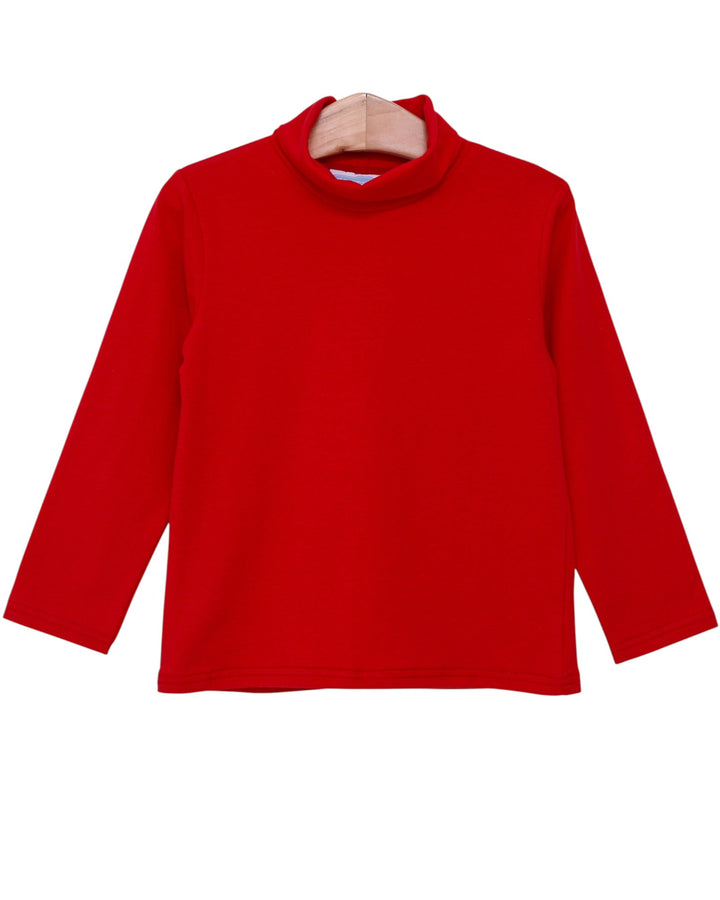 Red turtleneck shirt on a white background