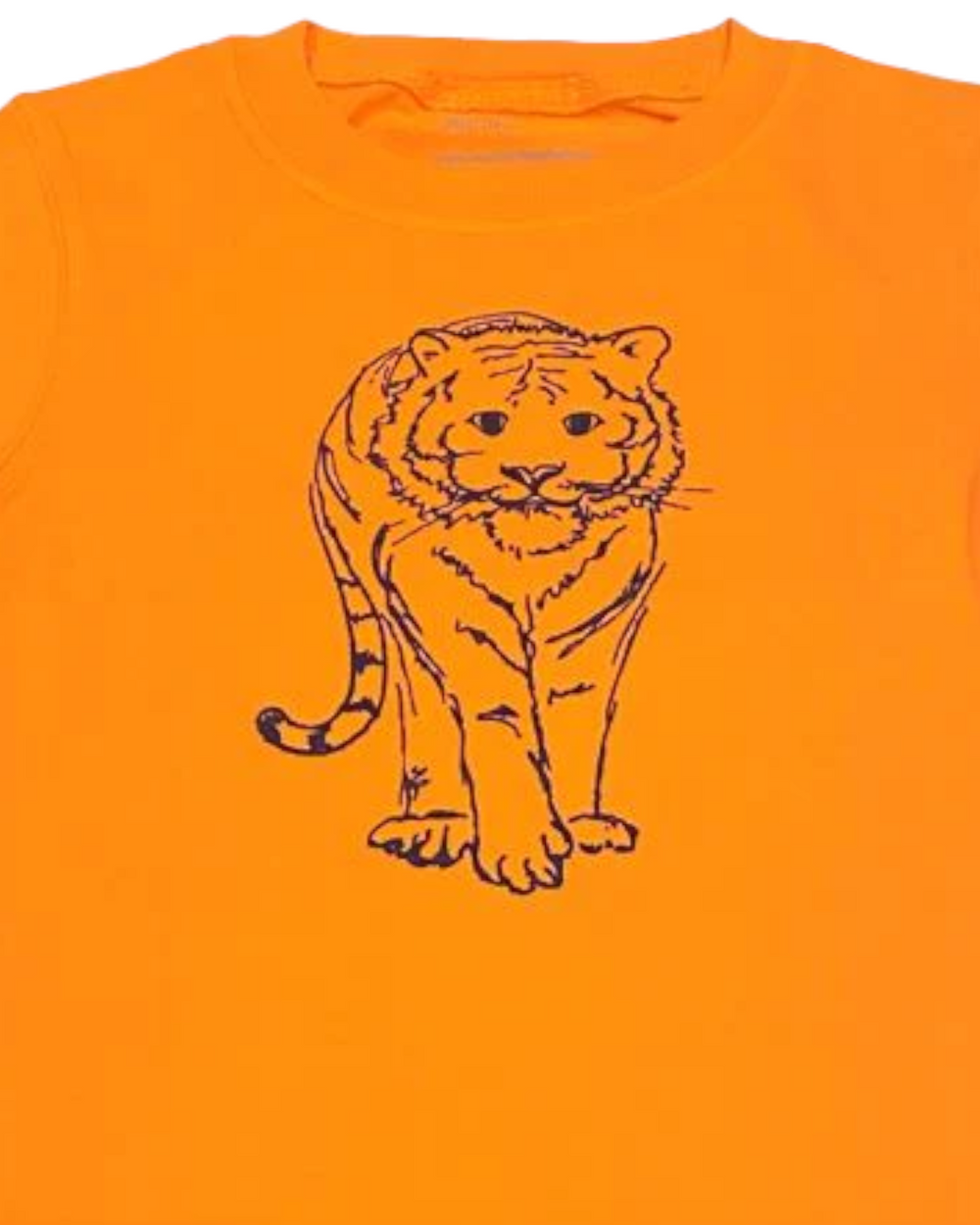 Tiger Short Sleeve Tee - Orange & Navy, close up