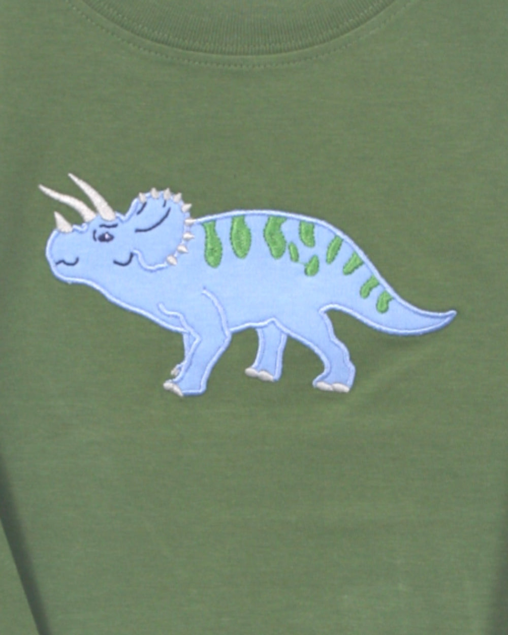 Triceratops Applique Boys Peapod Green Tee, That Store, close