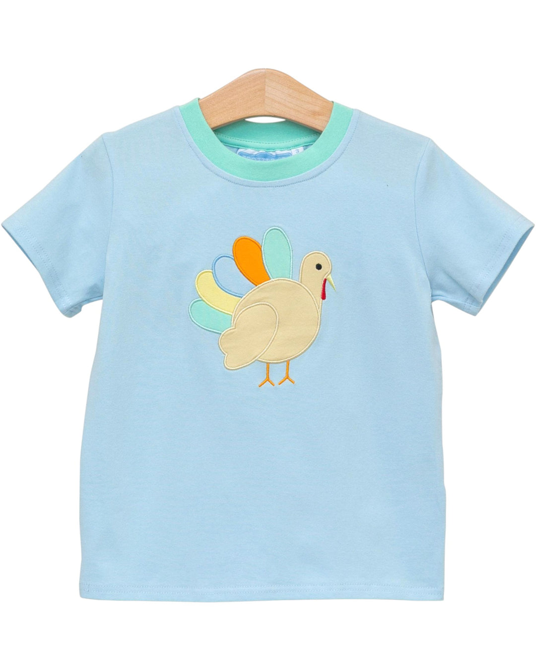 Turkey Applique Boys Blue Shirt