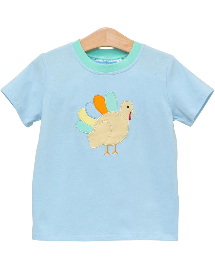 Turkey Applique Boys Blue Shirt
