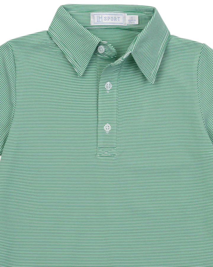Will Boys' Golf Polo Shirt by LH Sport - Green Stripes, That Store, close up