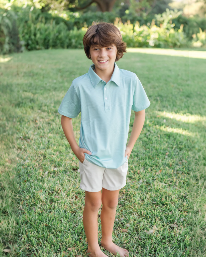 Will Boys' Golf Polo Shirt by LH Sport - Green Stripes, That Store, child 1