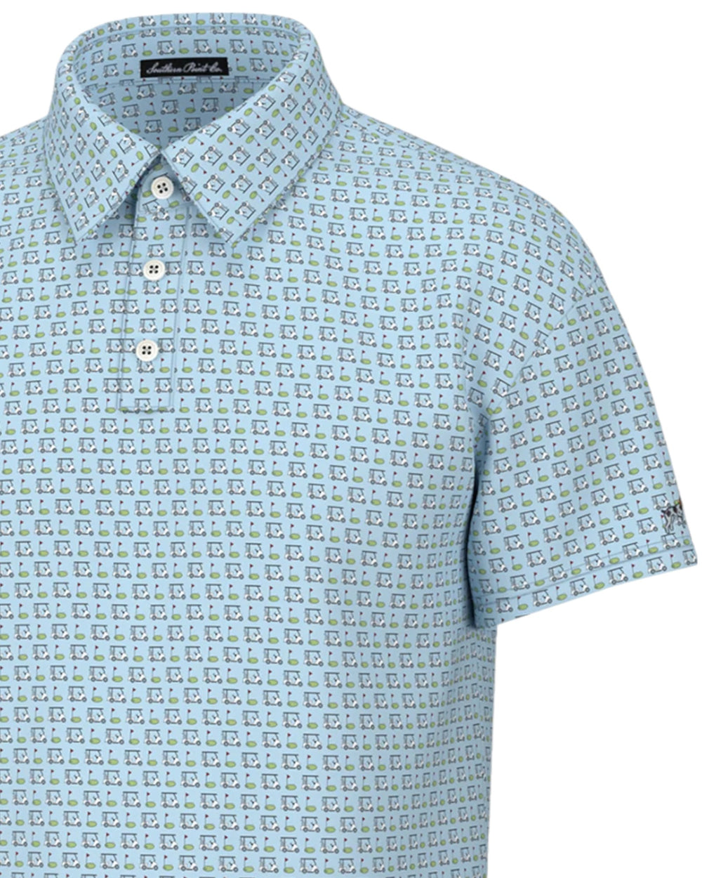 Youth Golf Carts Performance Boys Polo: Blue Sky, That Store, close up