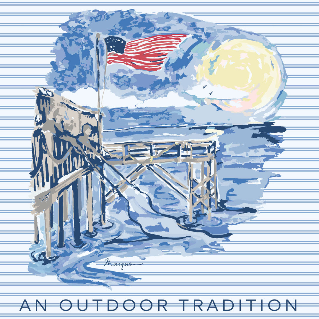 Pro Performance Hoodie Fishing Tee in American Flag Art