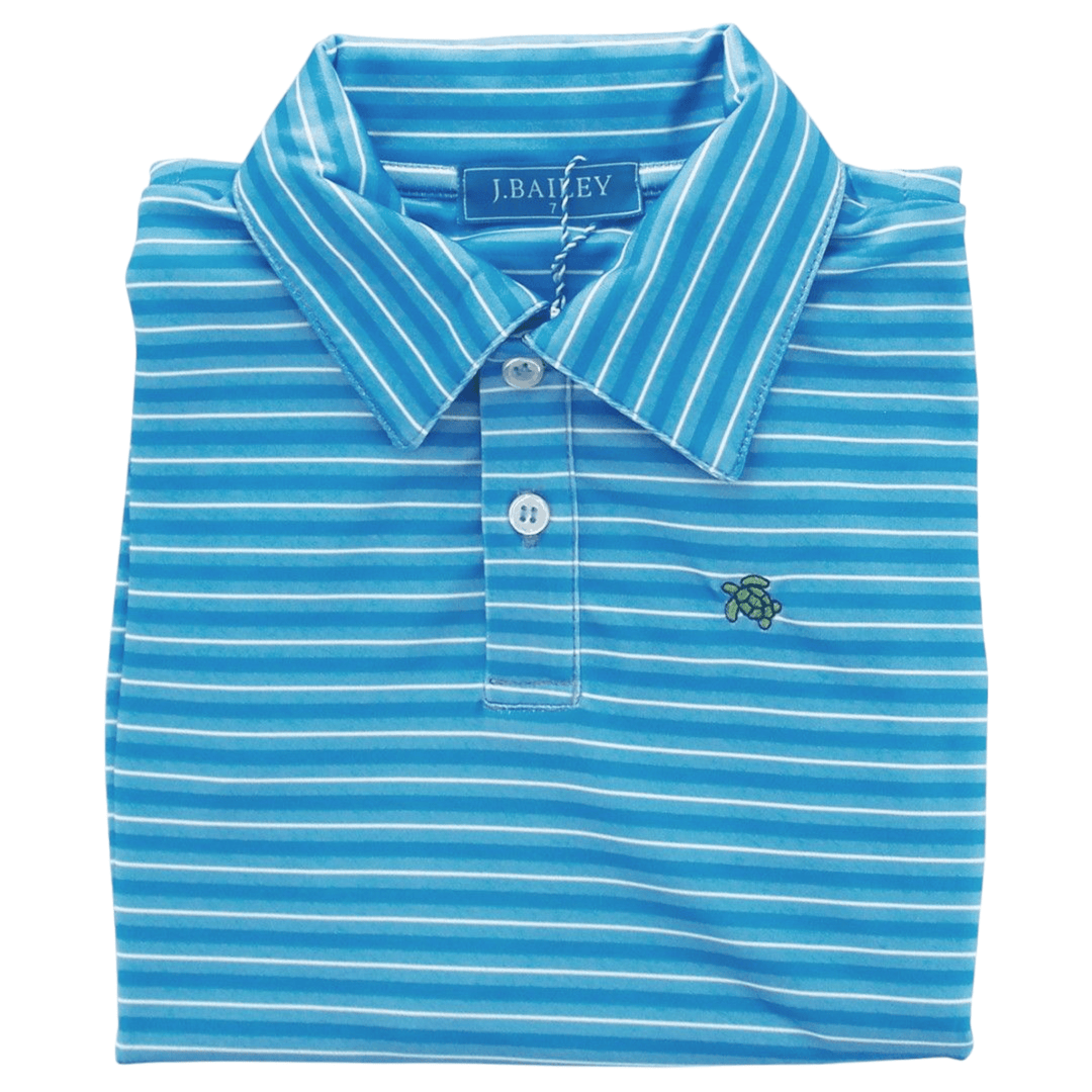 Blue Stripe Performance Long Sleeve Polo - ShopThatStore.com