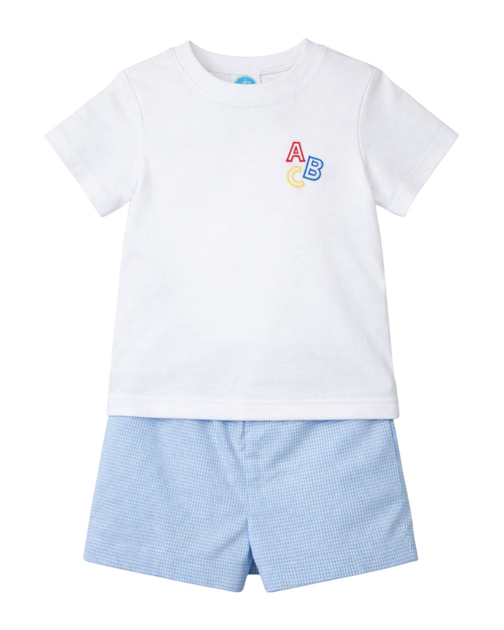 ABC Blue Gingham Boys Short Set *Pre-Order