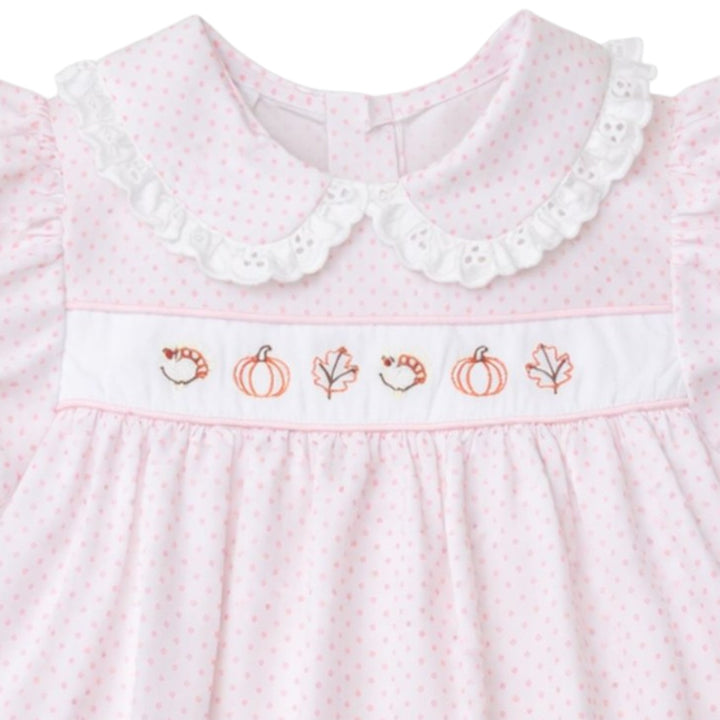 Bitty Dot Fall Icons Embroidered Pink Dot Alice Dress *Pre-Order