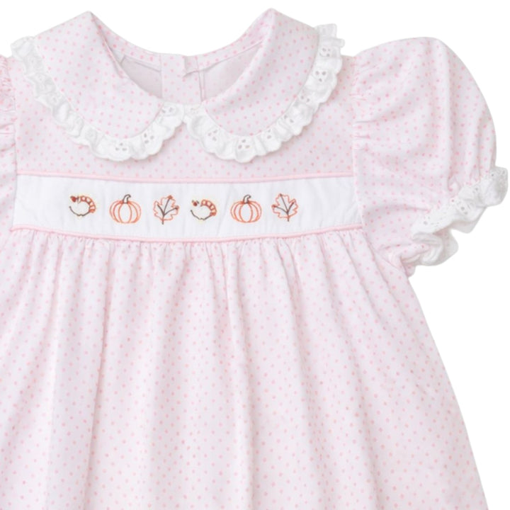 Bitty Dot Fall Icons Embroidered Pink Dot Alice Dress *Pre-Order
