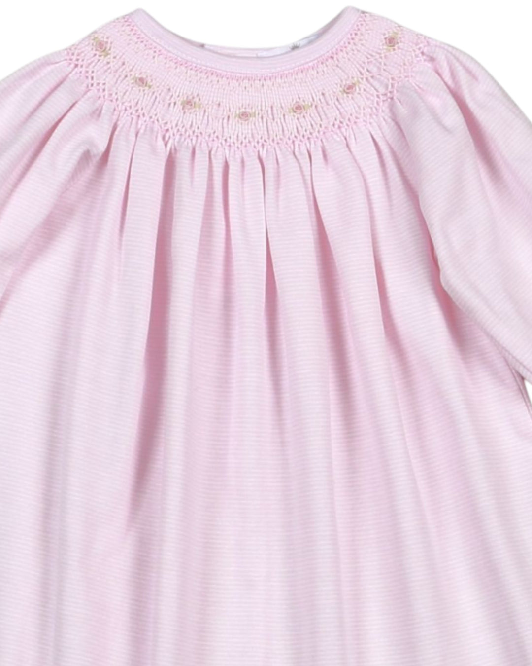 Hand Smocked Sally Pink Stripes Pima Bishop Dress