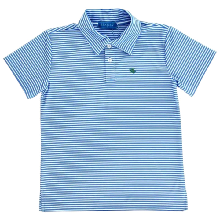 J Bailey Blue Stripe Short Sleeve Polo, front