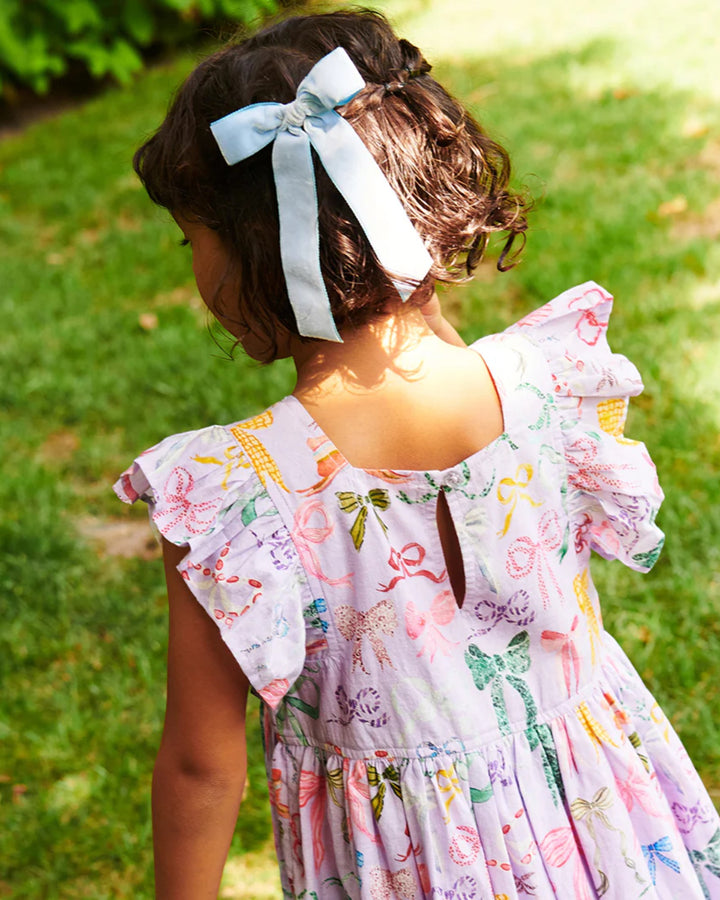 Girls Elsie Dress - Lavender Watercolor Bows