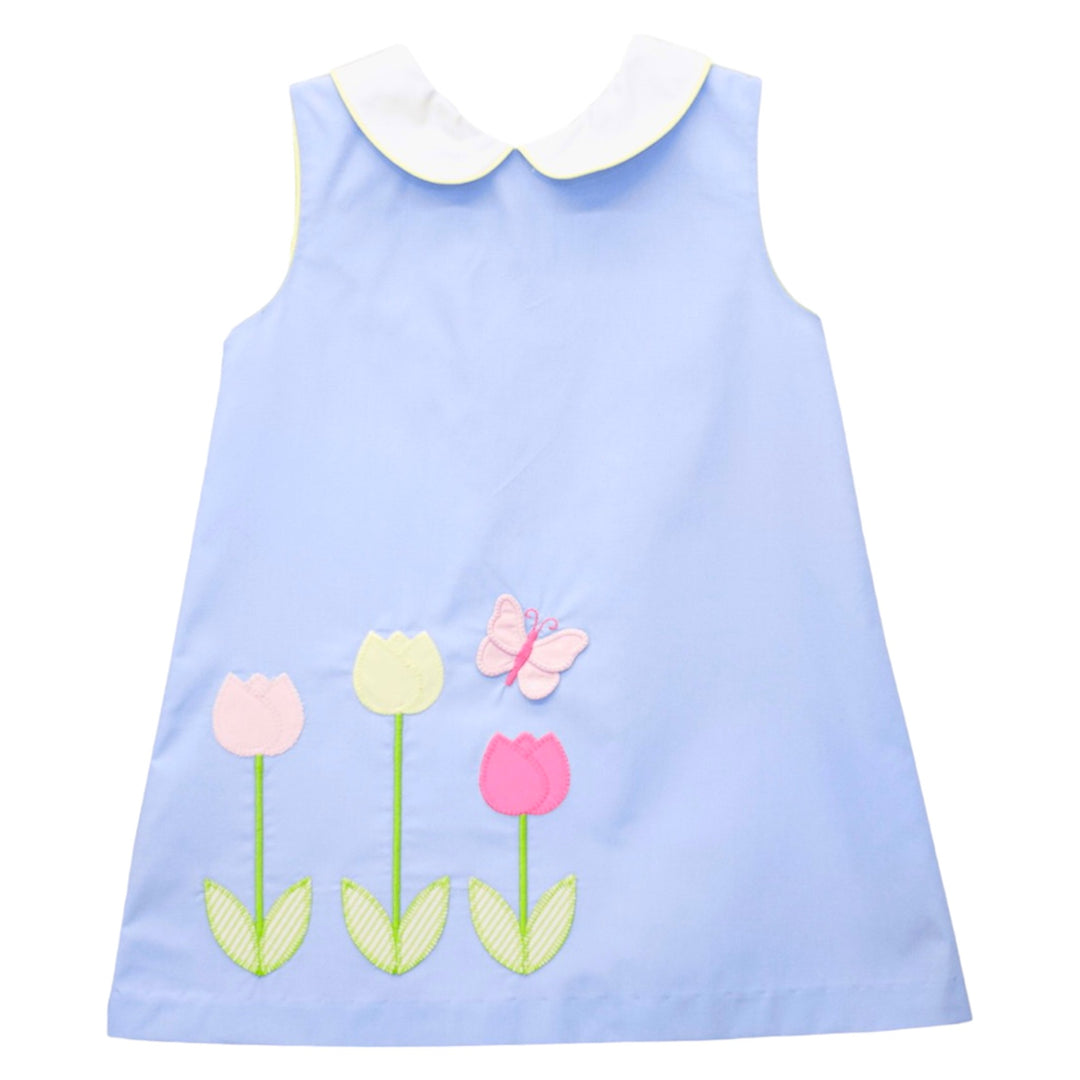 Garden of Tulips Blue Dress, front
