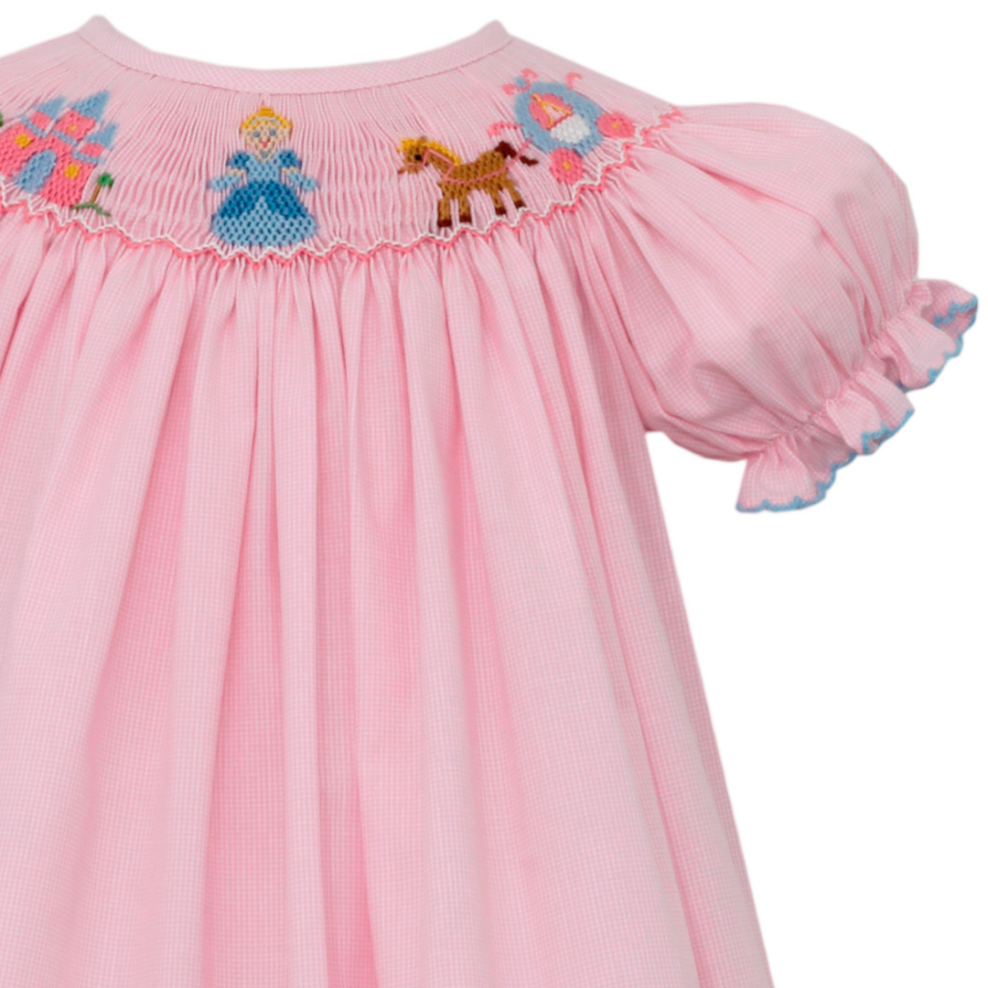 Petit Bebe Princess Pink Check Dress, close up 2