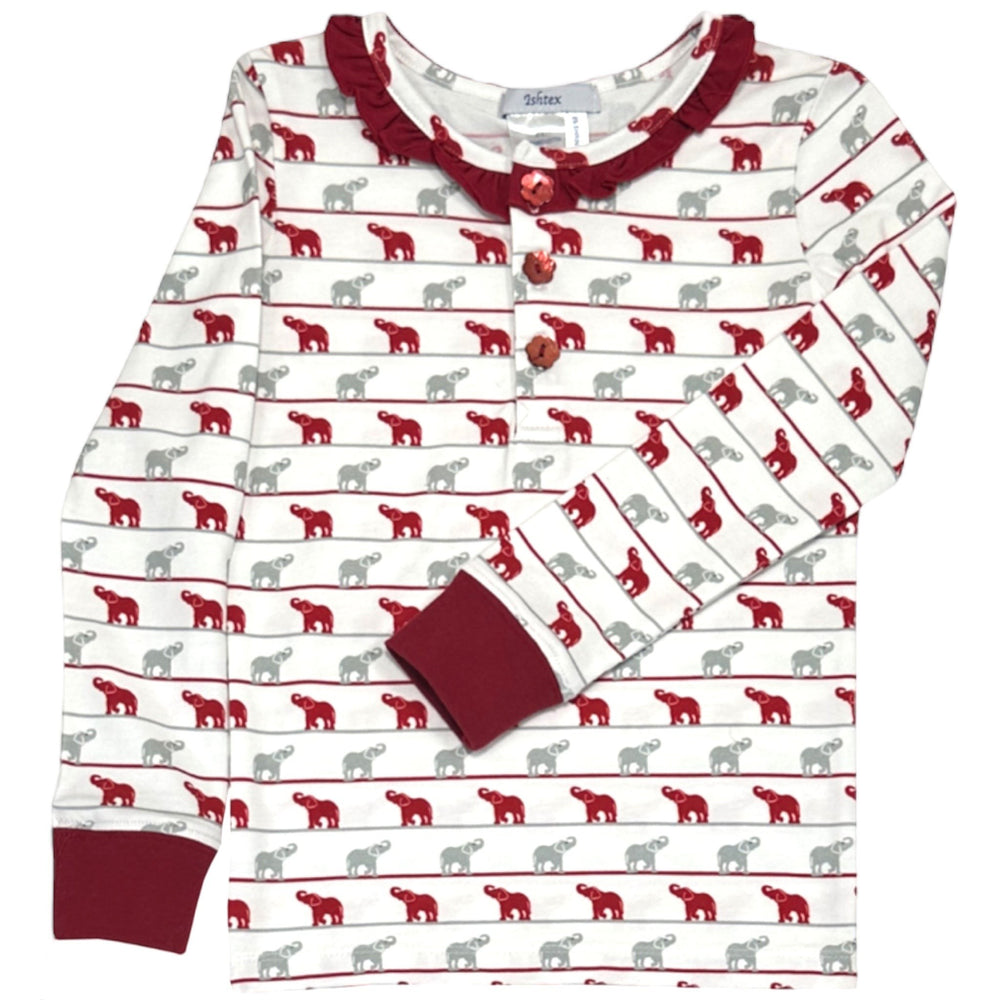 Elephant Ruffle PJ Set, close up