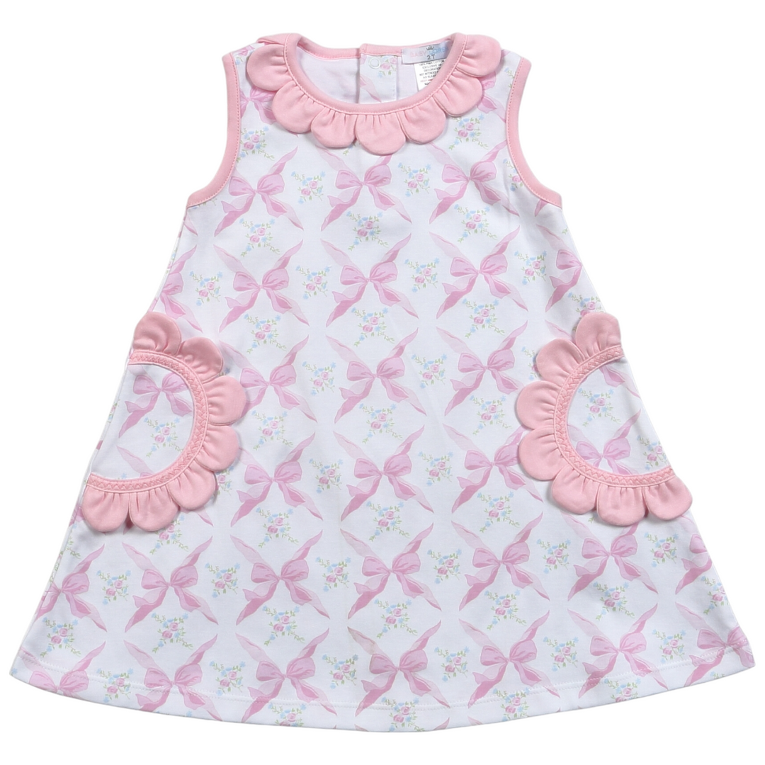 Bows & Flowers Pink Bows Pima Dress, front