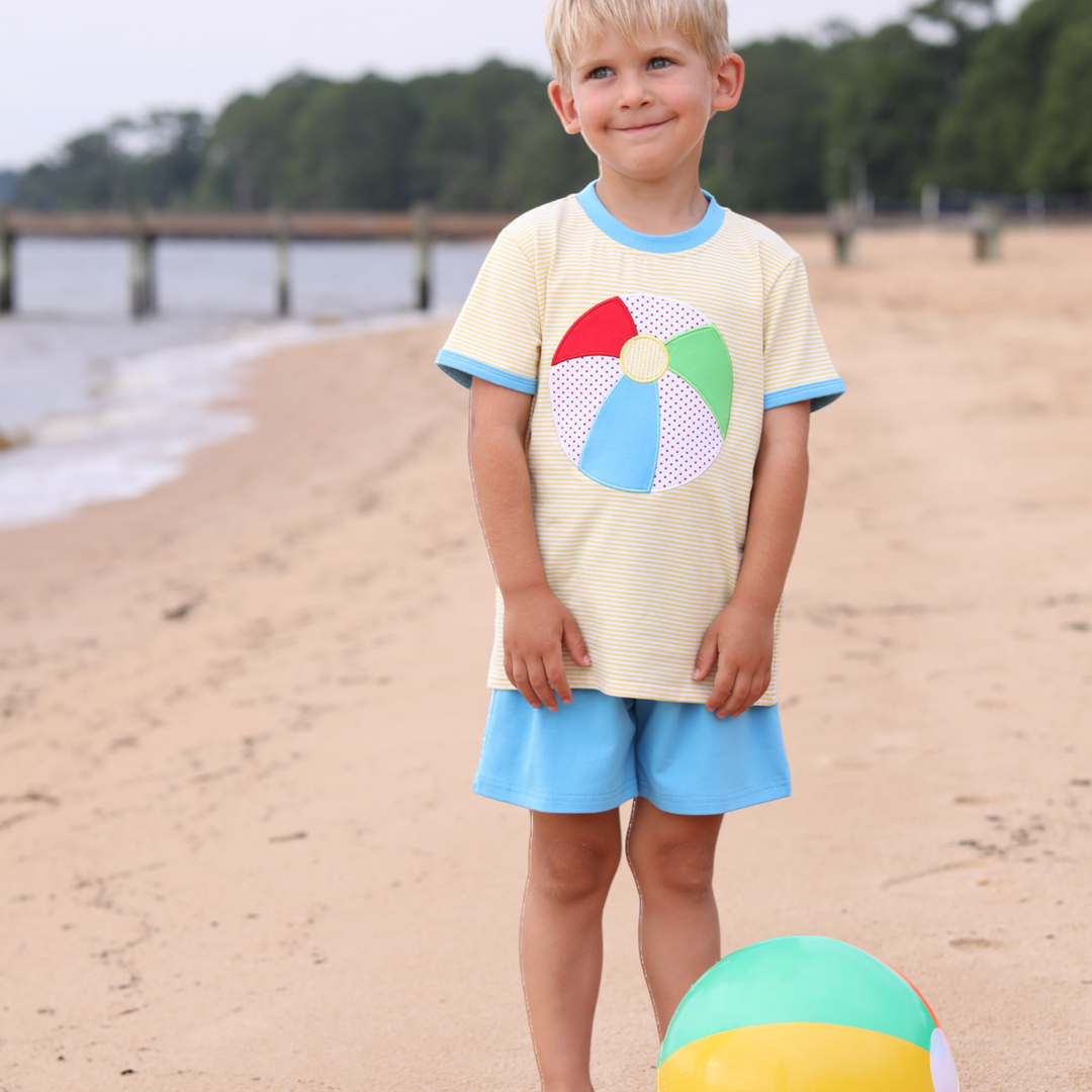 Beach Ball Yellow Stripe Short Set, child