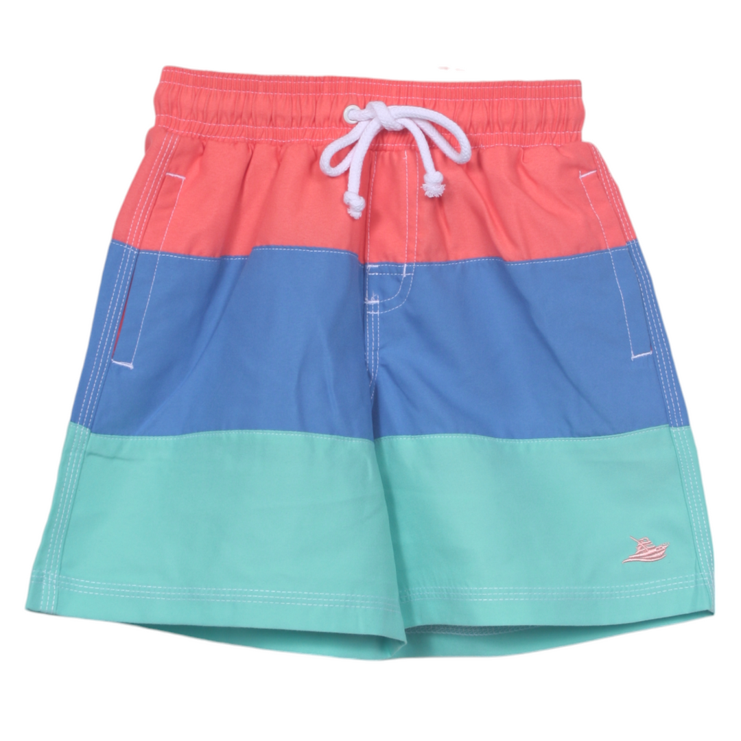 Regatta Blue Color Block Swim Trunks, front