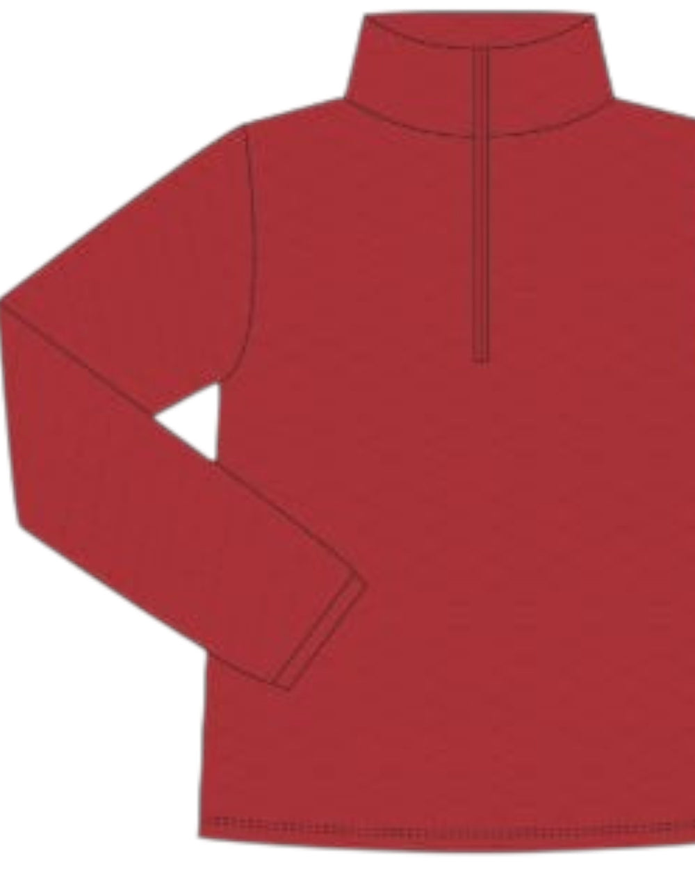 A red long-sleeve quarter-zip pullover sweatshirt with a mock neck collar, shown on a plain white background.