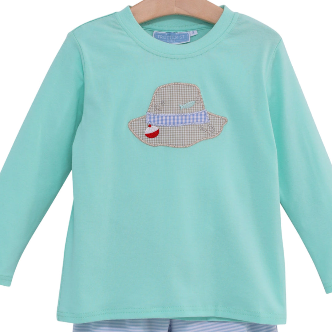 Trotter Street Kids Fishing Hat Applique Pant Set | ShopThatStore