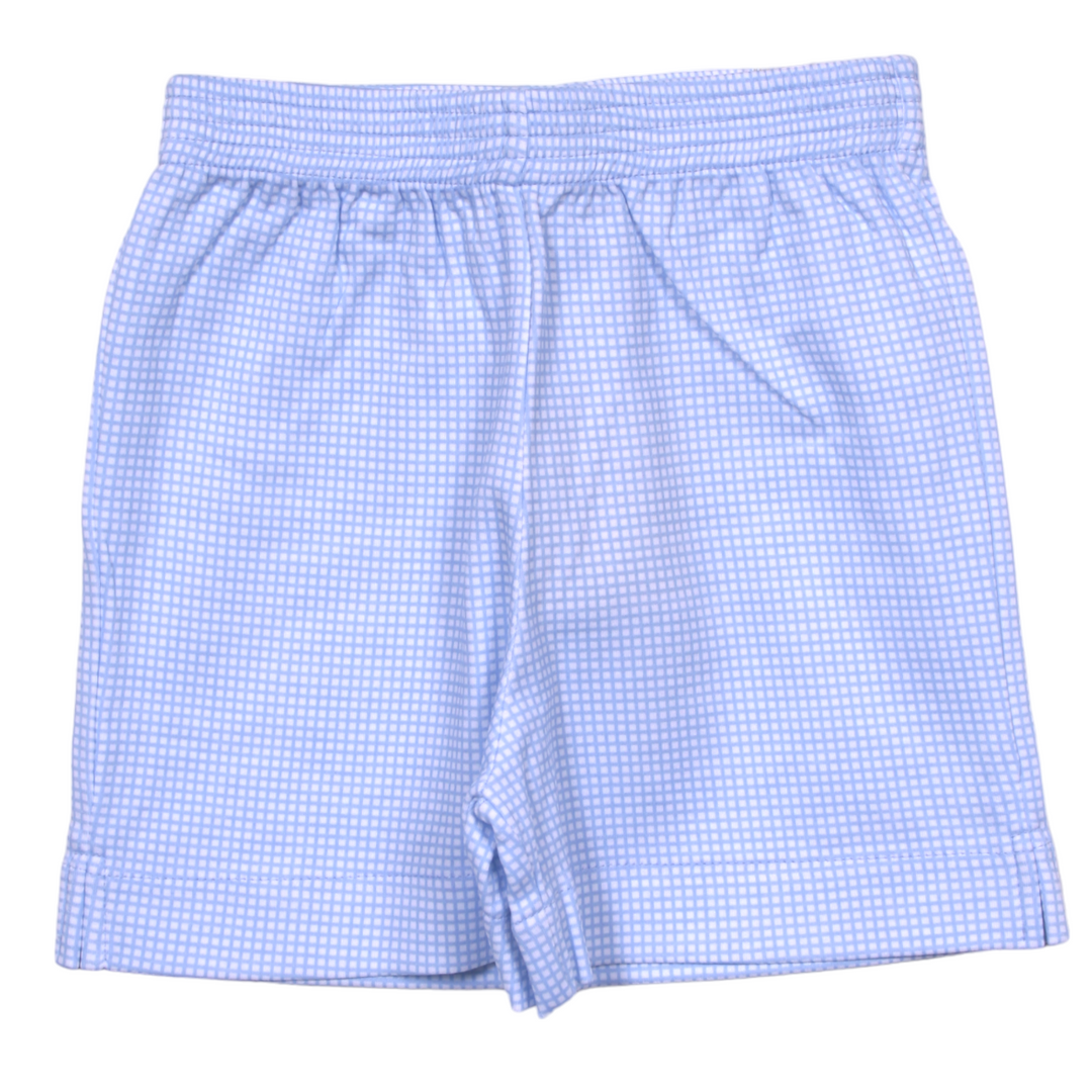 Blue Gingham Knit Shorts, front