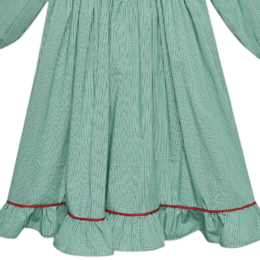Smocked Claire Green Gingham Gown