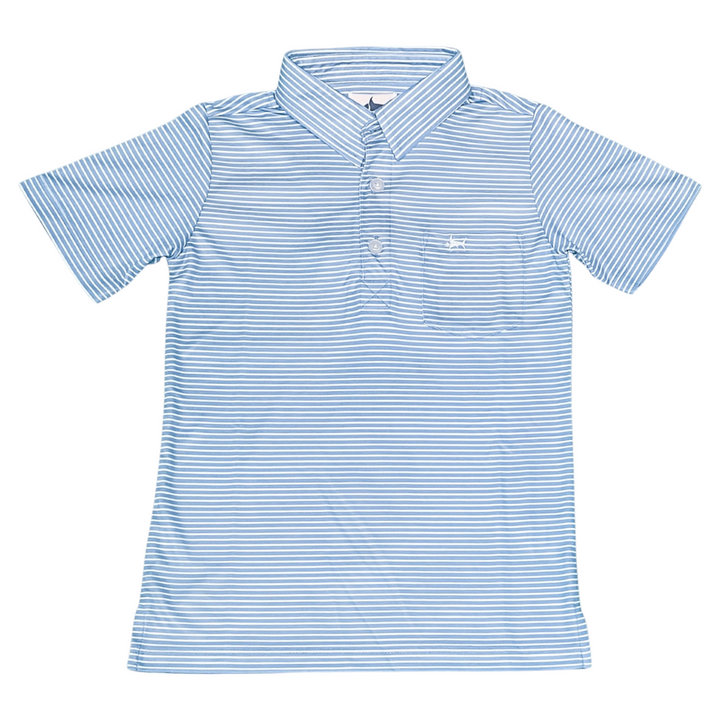 Inshore Performance Blue Stripe Polo, front