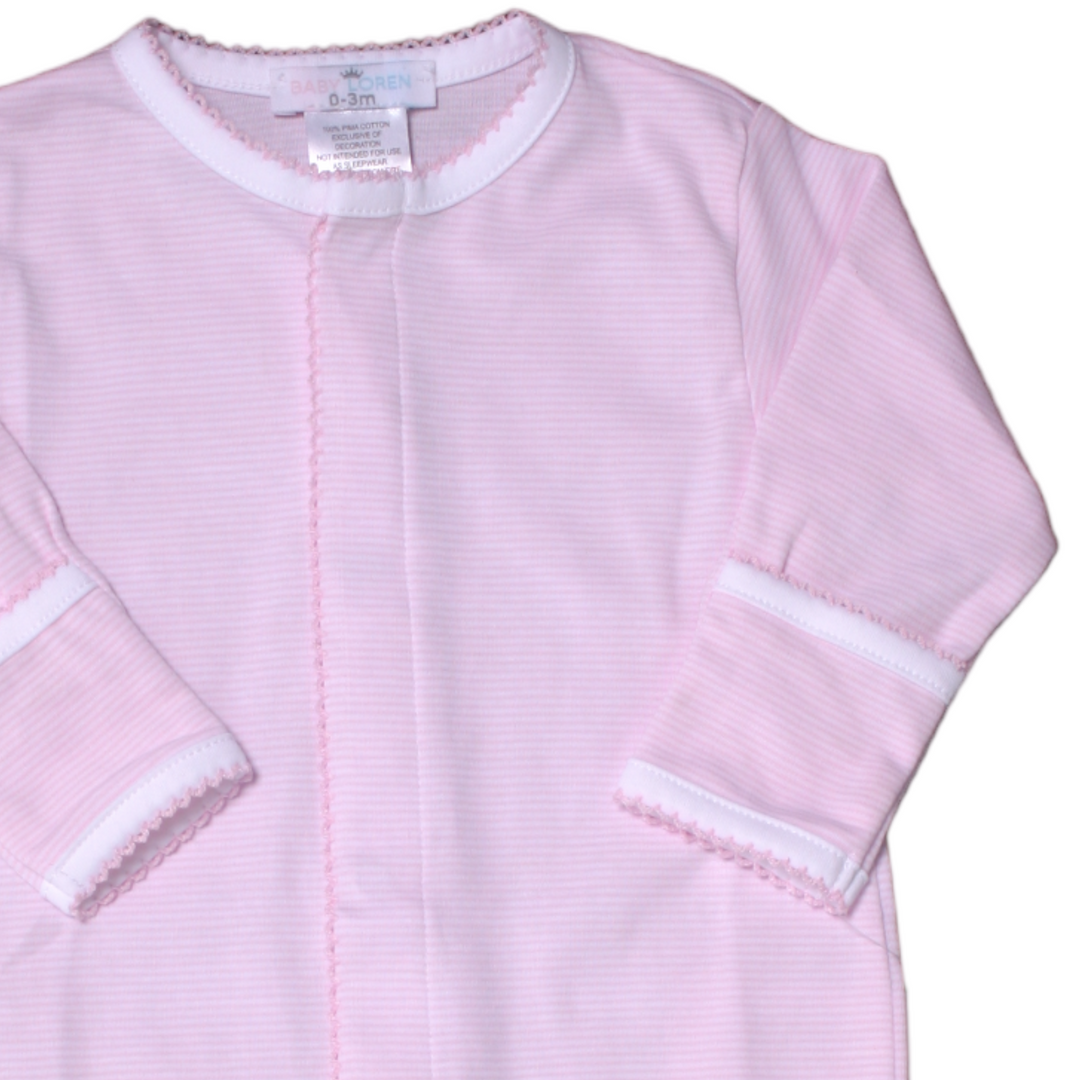 Pink Stripes Converter Girl's Gown, close up 4