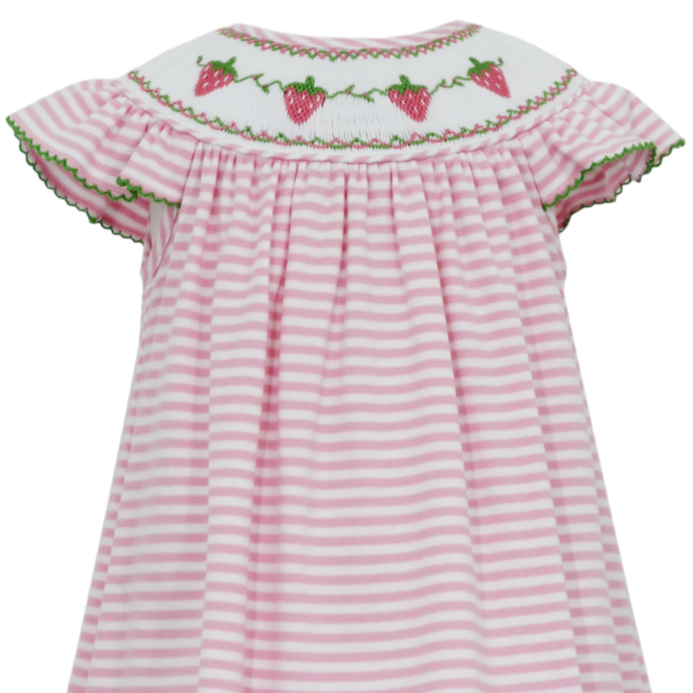 Strawberry Pink Stripe Knit Dress, close up