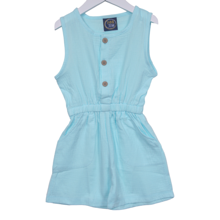 Oaklynn Aqua Romper, front