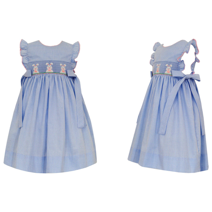 Smocked Bunny Blue Gingham Sleeveless Dress, shopthatstore