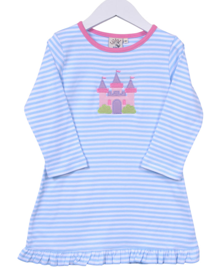 Castle  Applique Blue Stripe Dress