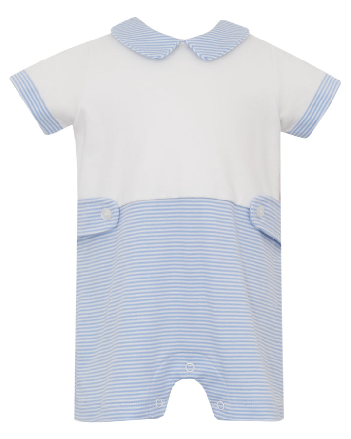 Blue Knit Stripe Boy's Romper