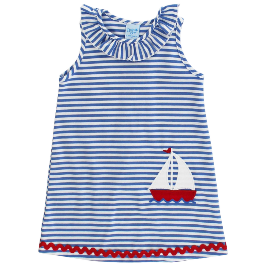 Smooth Sailing Blue Stripe Knit Dress, front