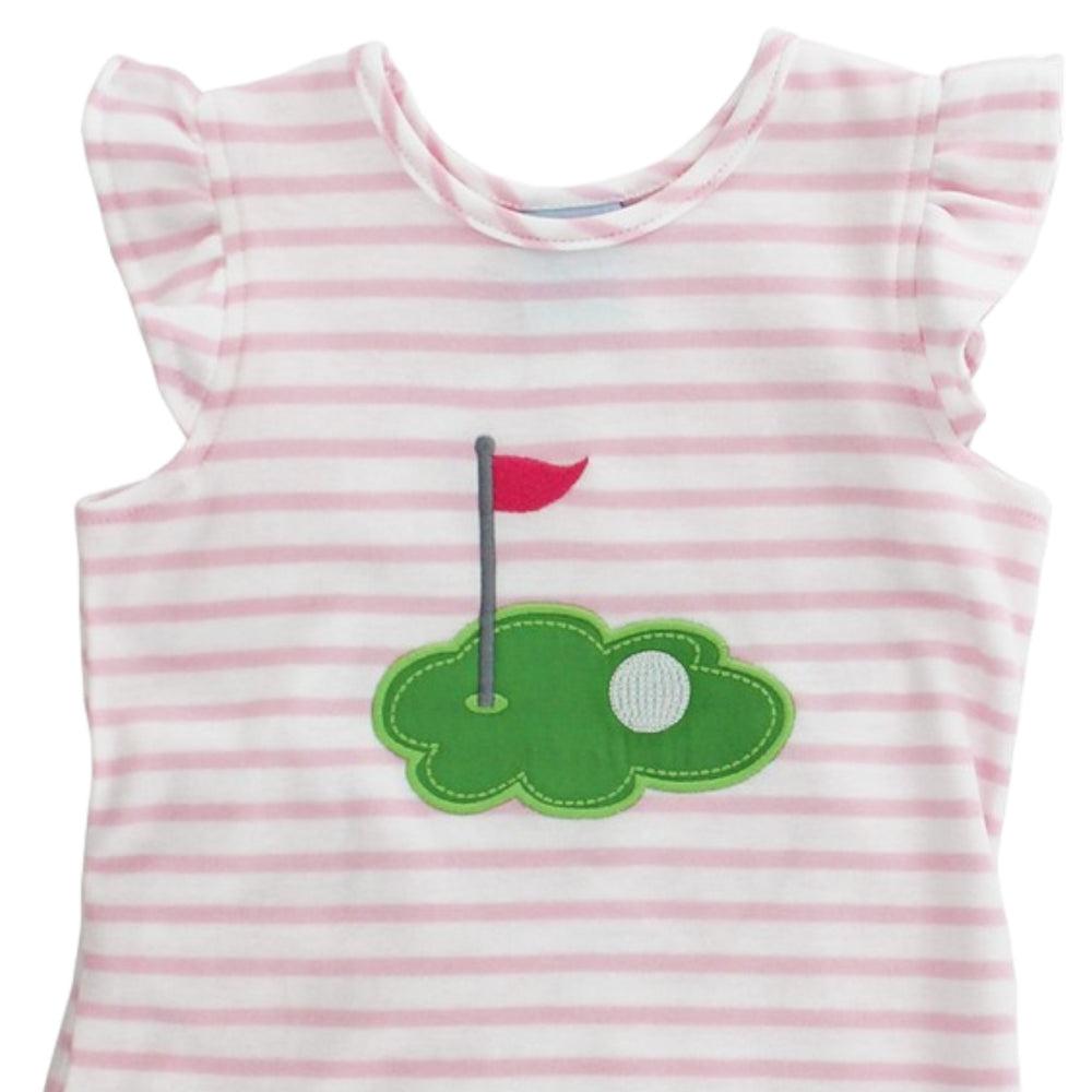 Hole in One Pink Stripe Short Set, close