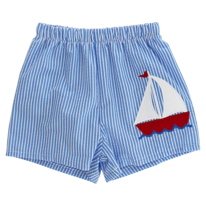 Smooth Sailing Blue Stripe Seersucker Trunk Media, front