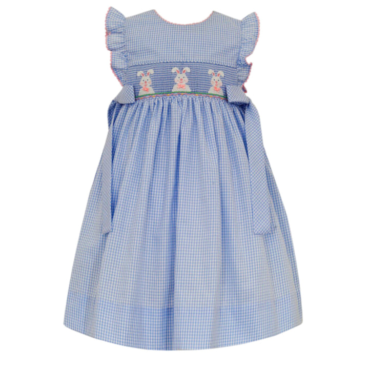 Smocked Bunny Blue Gingham Sleeveless Dress