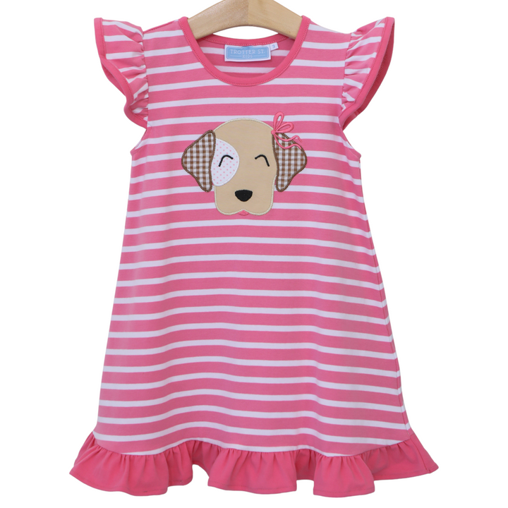 Puppy Pink Stripe Dress, front
