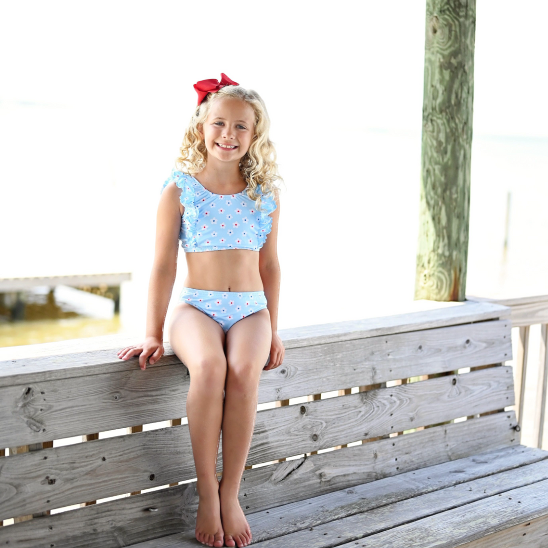 Patriotic Daisy Loren Blue Two Piece Swim, child 1