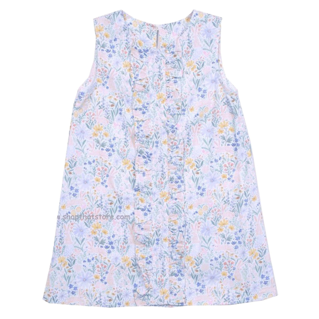 Anvy Kids Pink & Blue Floral Bunny Dress - ShopThatStore.com