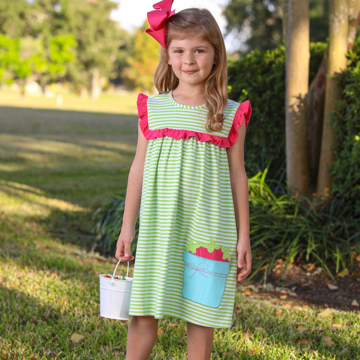 Strawberry Patch Lime Green Dress, child