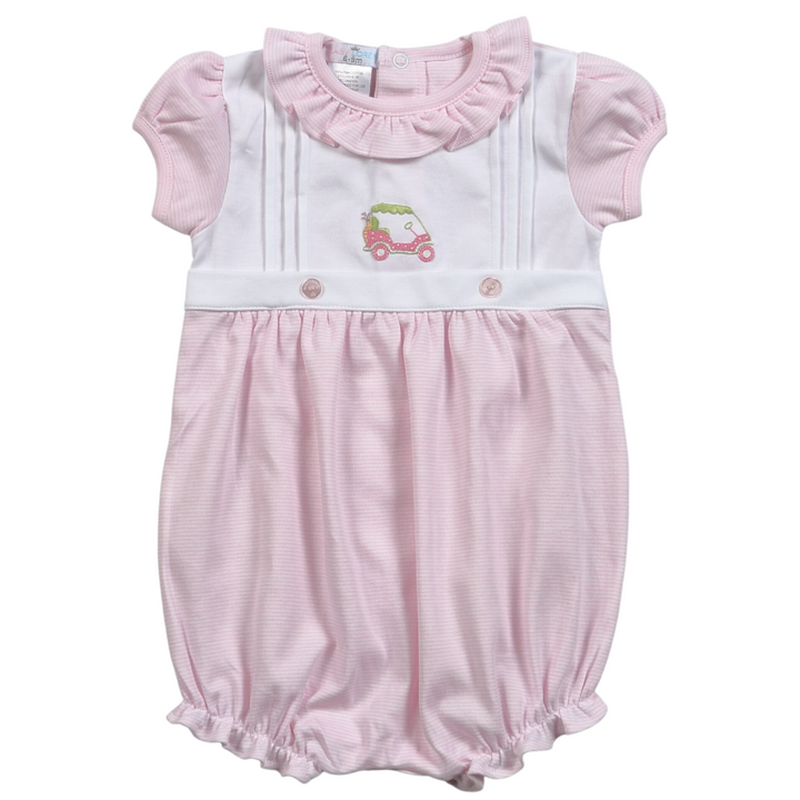 Golf Pink Stripe Embroidered Bubble, front