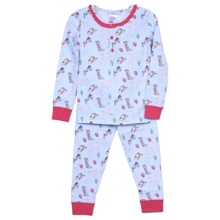 Ishtex Wild West Blue Girls PJ Set, front