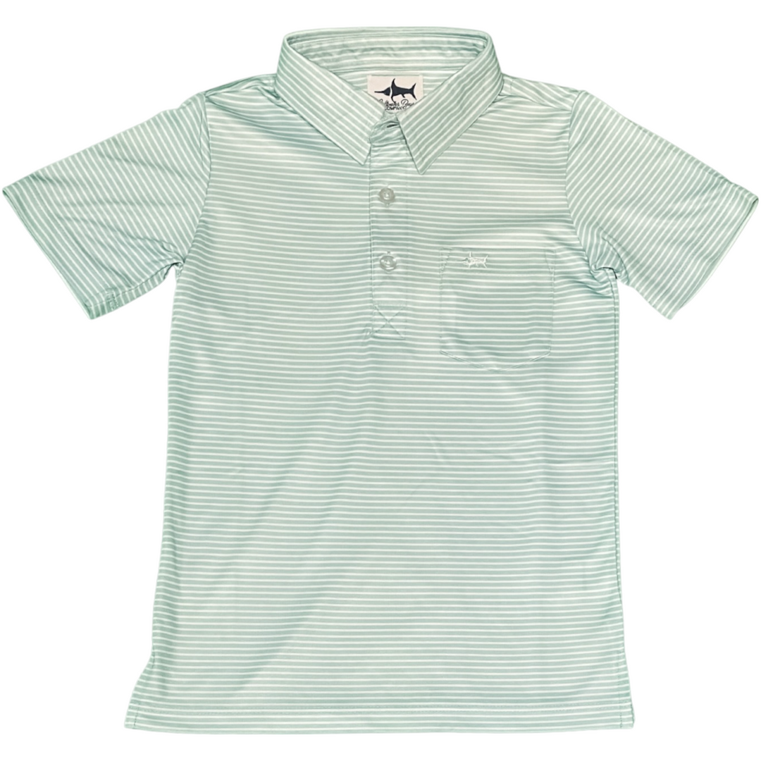 Inshore Performance Mint Stripe Polo, front