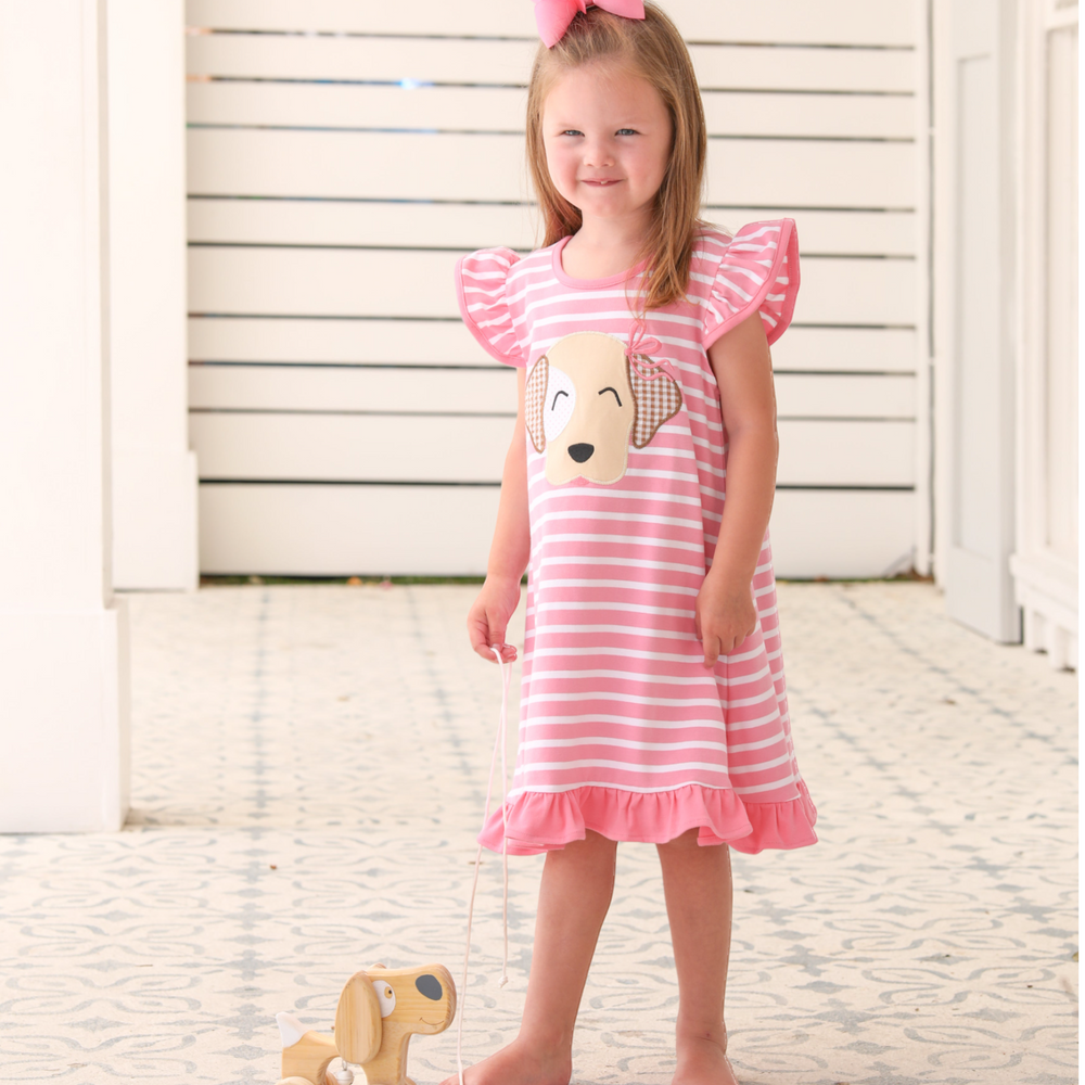 Puppy Pink Stripe Dress, child