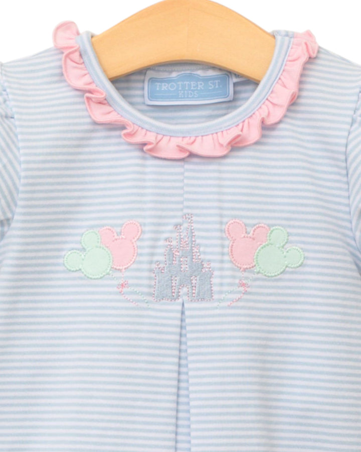 Magical Blue Stripe Girls Ruffle Pant Set