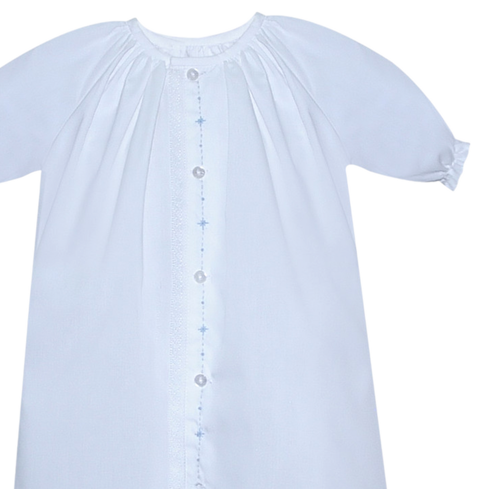 Marlow White with Blue Daygown, close up